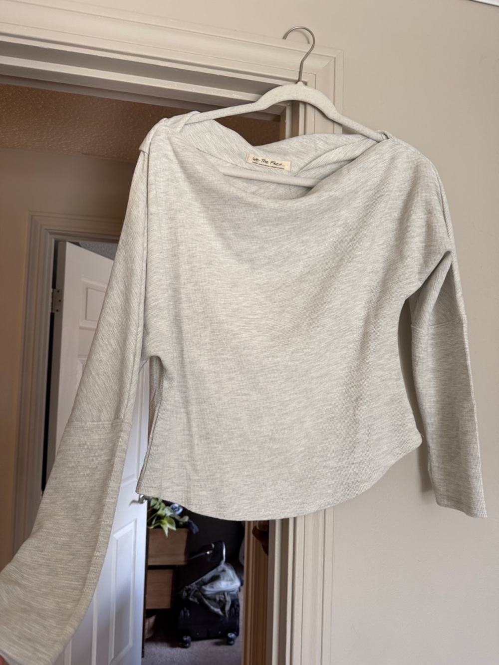 We The Free Light Heather Gray Boatneck Long Sleeve Top